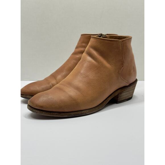 Frye Carson Piping Caramel Brown Western Ankle Heeled Boots Women's Size 6 - Picture 1 of 12